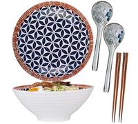 ZPPLD 2set 8 Pulgadas Bol Grande para Ramen de Cerámica 1100 ml, Cuenco Japonés Cerámica Ramen,Cuchara y Palillos para Ramens, Fideos y Sopas,Apto para lavavajillas y microondas