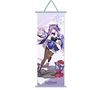 ZPPLD Póster Genshin Impact, Imagen enrollable Genshin Impact Keqing,Gran póster anime,Desenrollador de personaje de videojuego anime,Póster de tela para decoración de pared, 70 x 25 cm