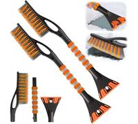 ZPQAODI 2 rasquetas de hielo para coche con escoba, rascador de hielo 2 en 1 para coche con escoba, 60 cm, batidor de nieve extraíble con borde grande, cerdas y mango de espuma y rascador duradero