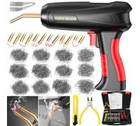 ZPQAODI Soldador de Plástico 200W,Plástico Soldadura Máquina,2 en 1 Plástico Soldadura Reparando Kit,con 1000Pcs 6 Tipos Grapas,1Pcs Herramientas de Suavización para Reparación de Parachoques de Auto