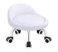 ZPRYZHD Taburete Bajo Giratorio 360° con Respaldo, Taburete Reposapies, Ideal para Garaje, Taller u Oficina en Casa(White)