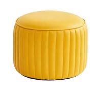 ZPRYZHD Taburete Redondo de Cuero, Taburete Reposapies, Taburete Pequeño, Resistente y Estable, Ideal para Sala de Estar, Dormitorio o Junto Sofá(Yellow,Medium)