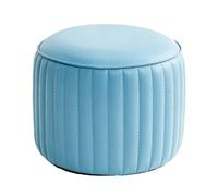 ZPRYZHD Taburete Redondo de Cuero, Taburete Reposapies, Taburete Pequeño, Resistente y Estable, Ideal para Sala de Estar, Dormitorio o Junto Sofá(Blue,Medium)
