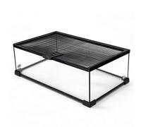 ZPRYZHD Terrario Panorámico de Cristal para Reptiles | Vivario Apilable con Tapa de Malla Antiescape y Ventilación Lateral para Serpientes, Ranas, Geckos y Hámsteres(S)