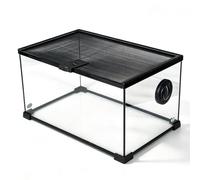 ZPRYZHD Terrario Panorámico de Cristal para Reptiles | Vivario Apilable con Tapa de Malla Antiescape y Ventilación Lateral para Serpientes, Ranas, Geckos y Hámsteres(L)