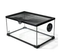 ZPRYZHD Terrario Panorámico de Cristal para Reptiles | Vivario Apilable con Tapa de Malla Antiescape y Ventilación Lateral para Serpientes, Ranas, Geckos y Hámsteres(M)