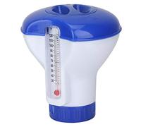ZPSHYD Dispensador con termómetro flotante para tabletas con termómetro, soporte para productos químicos de piscina, soporte para tabletas para piscina, dispensador flotante con medidor de temperatura