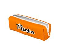 ZPUBLI+ Estuches Escolares de 22 cm Personalizados con Números, Fechas, Frases etc. Estuche básico para el Colegio Personalizado en sublimación o Bordado. (Naranja)