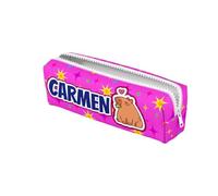 ZPUBLI+ Estuches Escolares Personalizados con Nombres, Fechas, Frases etc. Estuche Personalizado básico para el Colegio con Dibujos Originales. (Capibara NIÑA, 22 CM)