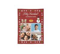ZPUBLI+ Manta Navideña Personalizada con Foto y Nombre. 8 Medidas Disponibles Familiares, Amigos o Pareja. Regalo Emotivo y Original (4 Fotos, 150X200)