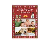 ZPUBLI+ Manta Navideña Personalizada con Foto y Nombre. 8 Medidas Disponibles Familiares, Amigos o Pareja. Regalo Emotivo y Original (2 Fotos, 100X150)