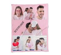 ZPUBLI+ Manta Personalizada con Foto y Texto. Manta Collage. Manta sofá y Cama. Regalo Original de Navidad, cumpleaños, Aniversarios, San Valentín, papá, mamá, Regalo para Parejas. (7 Fotos, 158x130)