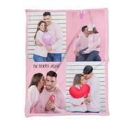 ZPUBLI+ Manta Personalizada con Foto y Texto. Manta Collage. Manta sofá y Cama. Regalo Original de Navidad, cumpleaños, Aniversarios, San Valentín, papá, mamá, Regalo para Parejas. (4 Fotos, 70x120)