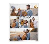 ZPUBLI+ Manta Personalizada con Foto y Texto. Manta Collage. Manta sofá y Cama. Regalo Original de Navidad, cumpleaños, Aniversarios, San Valentín, papá, mamá, Regalo para Parejas. (5 Fotos, 100x150)