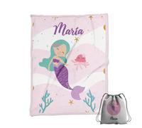 ZPUBLI+ Manta Personalizada con Nombre y Texto. Regalo Original para Navidad, cumpleaños, Regalo Infantil, Baby Shower. Manta Invierno Suave y Duradera. (Sirena 2)