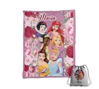 ZPUBLI+ Manta Personalizada con Nombre y Texto. Regalo Original para Navidad, cumpleaños, Regalo Infantil, Baby Shower. Manta Invierno Suave y Duradera. (Princesas Disney)