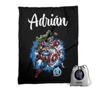 ZPUBLI+ Manta Personalizada con Nombre y Texto. Regalo Original para Navidad, cumpleaños, Regalo Infantil, Baby Shower. Manta Invierno Suave y Duradera. (Avengers)