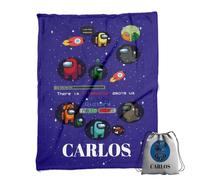 ZPUBLI+ Manta Personalizada con Nombre y Texto. Regalo Original para Navidad, cumpleaños, Regalo Infantil, Baby Shower. Manta Invierno Suave y Duradera. (Among US)