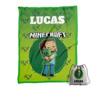 ZPUBLI+ Manta Personalizada con Nombre y Texto. Regalo Original para Navidad, cumpleaños, Regalo Infantil, Baby Shower. Manta Invierno Suave y Duradera. (Minecraft 3)