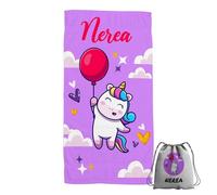 ZPUBLI+ Toallas de Mano y Cara Personalizadas con Nombre (30x50). Regalo Infantil Original para el Colegio, excursiones, Camping, Ejercicio etc. (Toalla Manos Unicornio Globo)