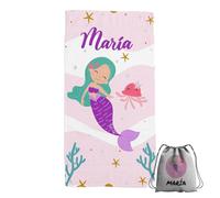 ZPUBLI+ Toallas de Mano y Cara Personalizadas con Nombre (30x50). Regalo Infantil Original para el Colegio, excursiones, Camping, Ejercicio etc. (Toalla Manos Sirena 2)