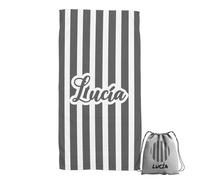 ZPUBLI+ Toallas de Playa o Ducha Personalizadas con tu Nombre. Toallas para Camping, para Piscina, Toalla para baño (Rayas Grises)
