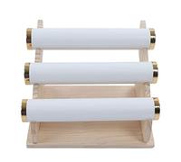 ZPurifylline Soporte para pulsera de 3 niveles, soporte para exhibición de joyería con madera de piel sintética desmontable, organizador de pulsera de 3 estantes para relojes, collares, (Blanca)