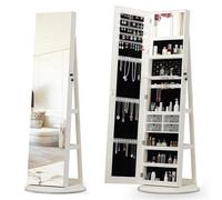 ZPVXRVQ Armario para Joyería con Ruedas, Luces LED, Organizador Joyas con Cerradura y Estantes Almacenamiento Traseros, Forro Terciopelo, Fácil Montaje