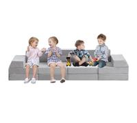 ZPVXRVQ Conjunto de Muebles Infantiles para Juegos, Interesante Fortaleza Modular de Bloques de Espuma para niños, sofá Combinado, Divertida Cama Plegable (Gris Puro)