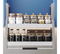 ZPVXRVQ Estante de Almacenamiento para Armario de Cocina de Doble Capa y Apertura hacia Abajo, Organizador de Especias Resistente, Libera Espacio en tu Cocina(18.27in)