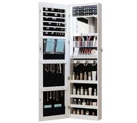 ZPVXRVQ Joyero Colgar Puerta, Organizador Joyas Luces Cerradura, Blanco, 15.7x4.7x55.1in