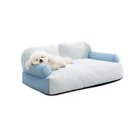 ZPWHYS Cama Ortopédica De Espuma con Hilo De Hielo, Diseño Lateral Suave, Desmontable para Lavar A Máquina Adecuado para Mascotas(Blue,M)