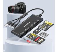 ZQ-CR - Adaptador de tarjeta de memoria 7 en 1 USB USB-C + Lightning para MS/XD/CF/SD, adaptador de tarjeta múltiple USB 3.0 para Windows, Mac, iOS, Android, lectura y escritura Plug and Play, 5