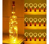 ZQEJEFD 15 Piezas Luces de Botella,luz Corcho,Luces Led para Botellas de Vino 2m 20 LED a Pilas Decorativas Alambre Plata Luz,luz de Botella para Romántico Boda,Halloween Navidad,Fiesta,Blanco Cálido
