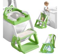 ZQEJEFD Adaptador WC Niños con Escalera, Bebe Plegable Portatil Infantil Asiento Inodoro con Escalera Reductor y Cojín Acolchado, Asiento de Entrenamiento para el Orinal Mejorado 2 en 1 para Niños