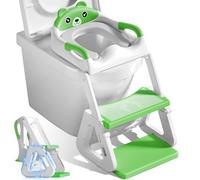 ZQEJEFD Adaptador WC Niños con Escalera, Reductor WC Niños con PU Cojín Acolchado, Antideslizante, Plegable, Altura Regulable, Portatil Orinal Asiento Baño Inodoro, para Niños en Forma de V, U y O