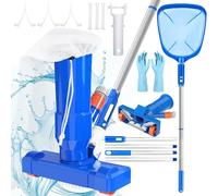ZQEJEFD Aspirador de Piscina, Aspiradoras de Mano para Piscinas con 4 Postes de Aluminio Extraíbles y Skimmers para Piscinas, Kit de Limpieza Piscina para Bañera de Hidromasaje de Fuente de Piscina