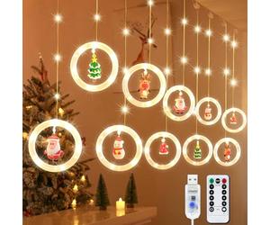 ZQEJEFD Cortina Luces Navidad, 3M 100 LEDs Guirnaldas Cortina Luces con Control Remoto y USB, 8 Modos Intermitentes, Luminosas cortina luces, Luz de Cadena Guirnalda para Balcón, Ventana, Escaparate