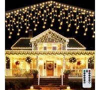 ZQEJEFD Cortina Luces Navidad Exterior, 10M 400 LEDs Luces Navidad Exterior, Luces Navidad Exterior 8 Modos Impermeable Cadenas de Luces Led Perfectas para Decorar Jardín, Aleros, Patios, Blanco Cálid