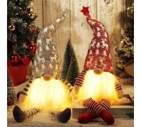 ZQEJEFD Gnomos Duende Navidad LED, Gnomo de Navidad, Decoración de Papá Noel con LED, Gnomos Iluminados Muñeco de Peluche de Santa Gnomo, Chimenea Decorativa Iluminado Figura Muñecos Navideño Hoga