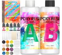 ZQEJEFD Kit Resina Epoxi Transparente, 1016ml Resina Epoxi Kit, 1: 1 Relación de Resina Fundida Cristalina, Resina Epoxi Manualidades Kit con Lentejuelas, Pigmento, para Bricolaje, Artesanía, Llavero