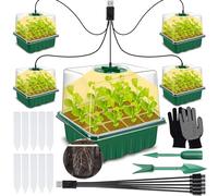 ZQEJEFD Mini Cultivo de Invernadero, 5Pcs Bandejas Semilleros con Lámpara, Caja de Cultivo de Invernadero Interior con Tapa y Ventilaciones, 10 Etiquetas 2 Herramientas, Plantas Bandeja de Plántulas