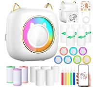 ZQEJEFD Mini Impresora para Movil, Mini Impresora Termica Fotográficas, Bluetooth Inalámbrico Impresora Térmica con 14 Rollos de Pape, Portátil Impresora Termica,Movil Impresora Fotos,para Fotos Nota