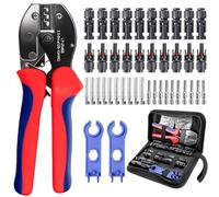 ZQEJEFD Set de Crimpadora Solar para Cables PV de 2,5/4/6 mm², con 1 Alicates de Crimpado,10 pares de Conectores Fotovoltaicos, 10 pares Conectores Macho Hembra,2 Llaves, para Instalación Fotovoltaica