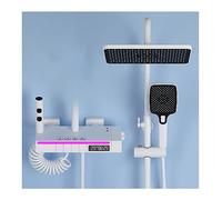 ZQFHSX Digital Thermostatic Shower Faucet Set 4 Function Rain Head & Handheld Spray Piano Key Design Luxury Bathroom System for Ultimate Comfort