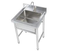ZQFHSX Fregadero Comercial de Acero Inoxidable 304 con Soporte y Grifo, Ideal para Exteriores, garajes, restaurantes, cocinas y lavaderos. Medidas: 50 cm x 80 cm, 60 cm x 80 cm.