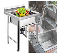 ZQFHSX Fregadero Comercial Independiente, de Acero Inoxidable, con Patas Ajustables Tipo Bala, Compartimento Profundo Extragrande para lavandería o Garaje, 304 (50 cm/60 cm).