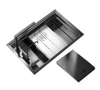 ZQFHSX Fregadero Compacto de un Solo Seno, fácil de Limpiar, de Acero Inoxidable, Empotrado, para Cocina, hogar, Caravana o apartamento (72x47x23cm)