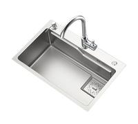 ZQFHSX Fregadero de Acero Inoxidable, Cuadrado, Grande, Individual, empotrable, con dispensador de jabón, Drenaje rápido, de Uso Comercial para instalación bajo encimera o Empotrado.