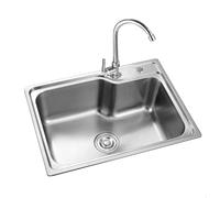 ZQFHSX Fregadero de Acero Inoxidable de un Solo Seno, Fregadero de Cocina, Cuencos Profundos empotrados con escurridor y Accesorios, Ideal para Restaurante, baño, despensa, Bar.